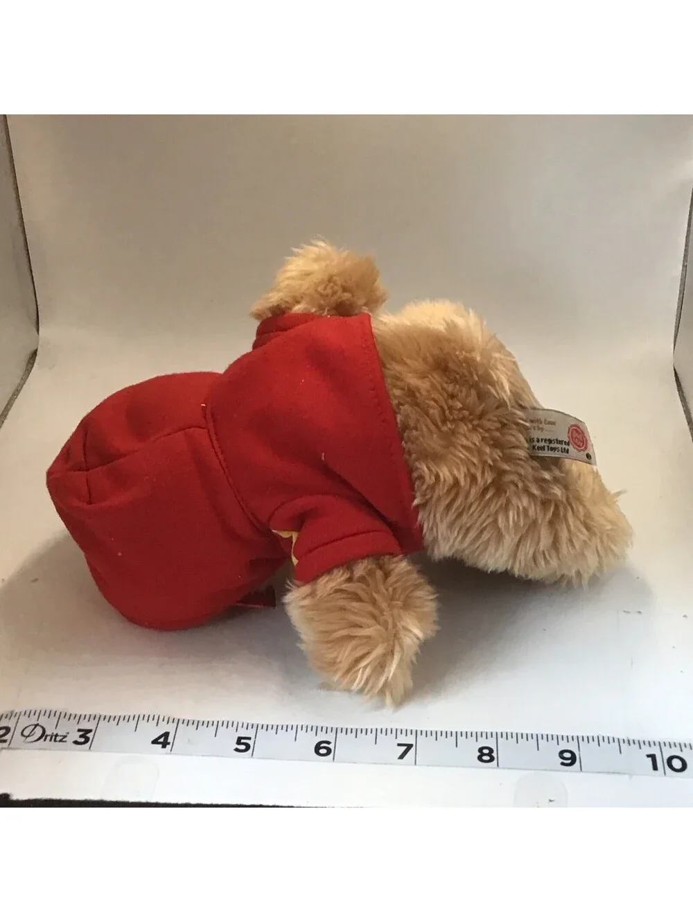 UK Keel Toys Teddy Bear in Red Hoodie England Flag Lands End Sticker